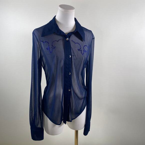 Vintage moda sheer cowboy button up - Picture 1 of 6